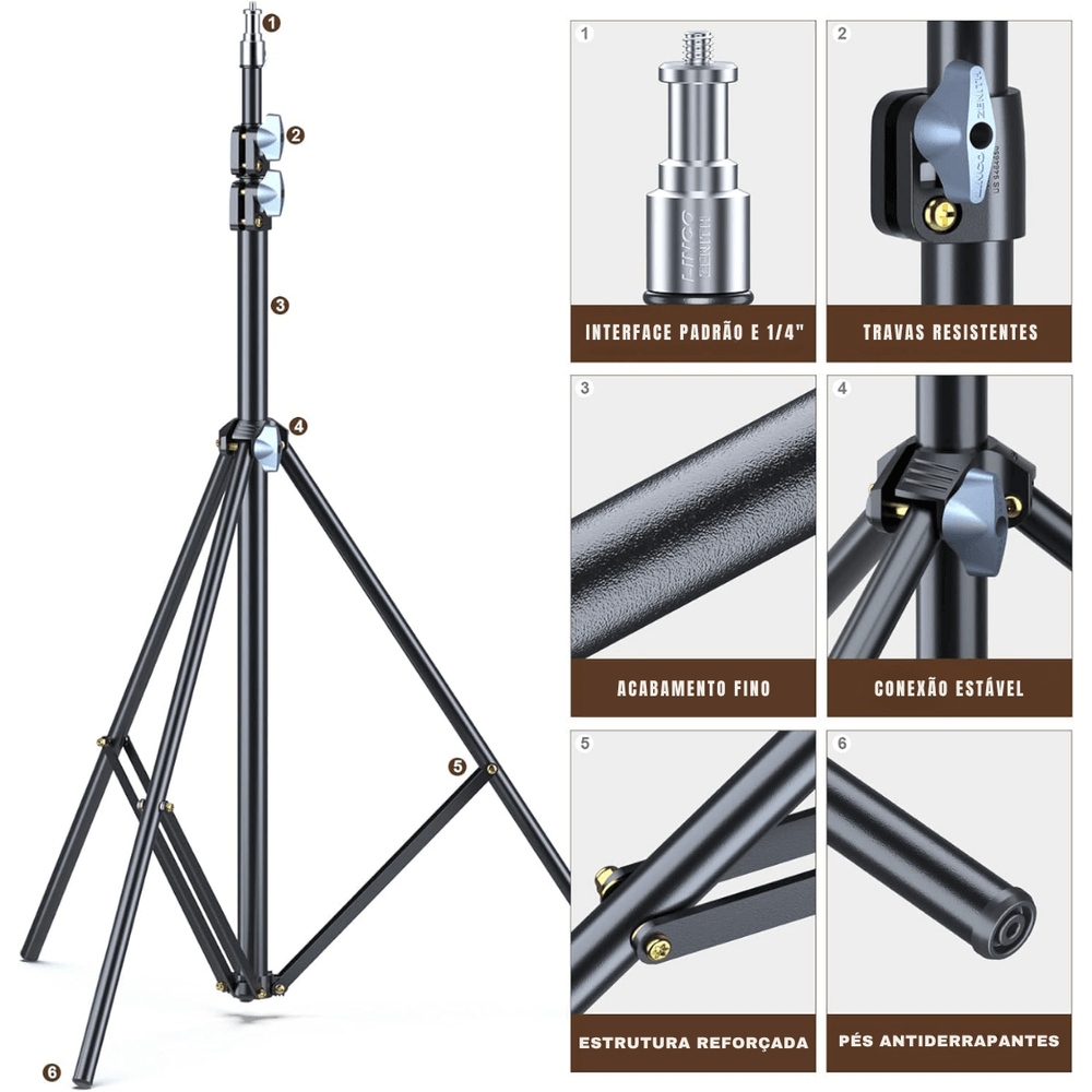 Tripé Linco 2.10m Stand Alumínio até 6Kg - eMania Foto e Video
